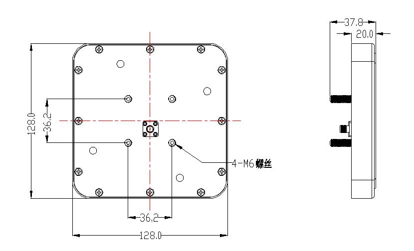 Small size 6dBic UHF RFID antenna Connector back feed IP67 frequency 860-960MHz