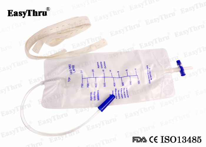 750ml Leg Bag Urine Drainage Leg Bags with Cross Valve and Elastic Bandage