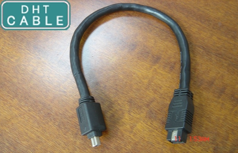 China Ketting Flex 9P/4P de Kabel van IEEE 1394 Firewire voor het Systeem 1394B van de Veiligheidsvisie aan 1394A-Mannetje leverancier 