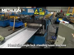 24 Gauges 3 Bead Ribs Single Lock Standing Seam Roll Forming Machine Galvanized Steel
