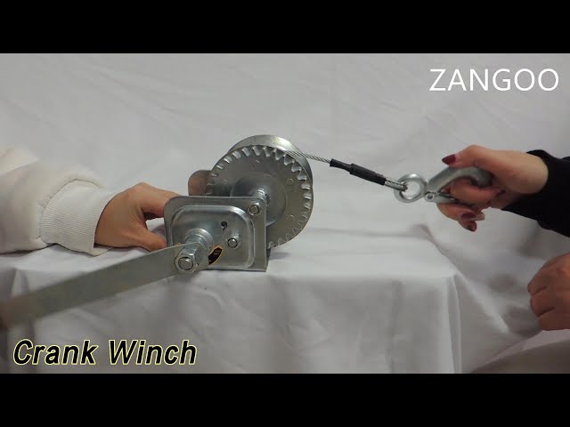 Manual Crank Winch 600lbs Steel Cable Heavy Auto Locking Silver Portable