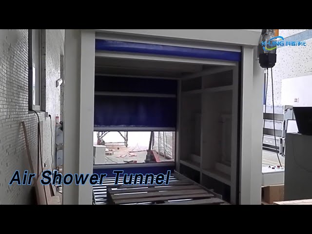 Goods Air Shower Tunnel Box 3 Side Blowing PLC With Conveyor Line