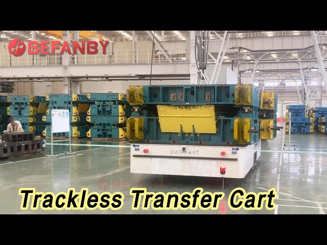 Steerable Trackless Transfer Cart Trolley 40 Tons Electric Battery Powered