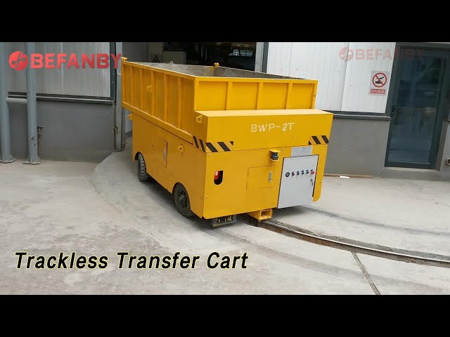 Electric Dumping Trackless Transfer Cart Climbing 2 Tons Steel