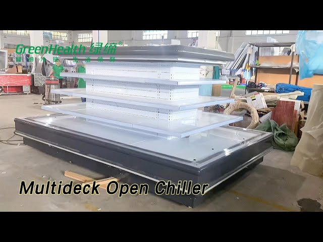 Automatic Defrost Multideck Open Chiller Efficient Copper Tube Aluminum Fin