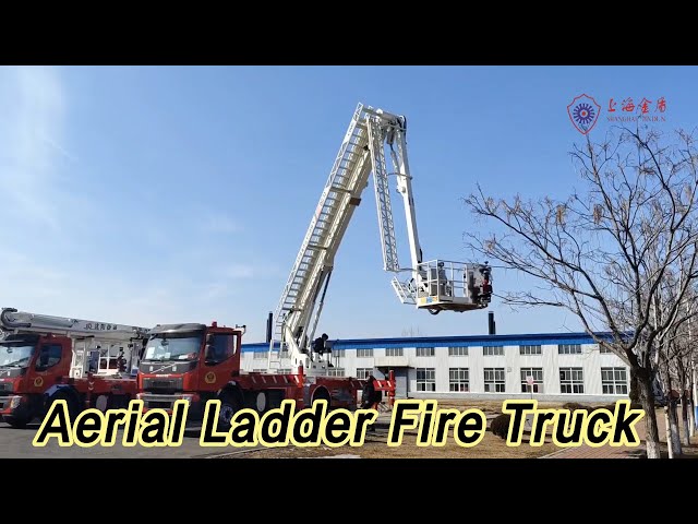 Volvo Chassis Aerial Ladder Fire Truck 44m Height With 7000kg Tanker