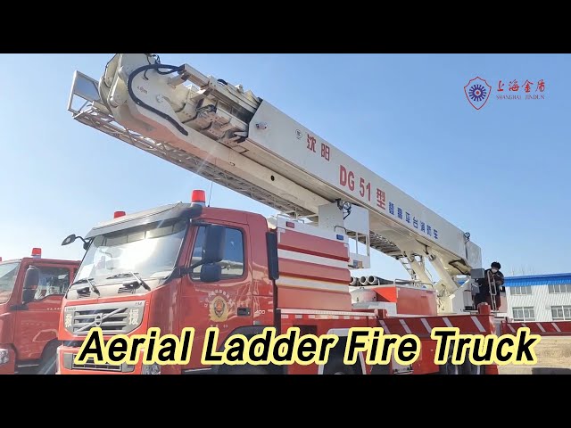 Hydraulic Aerial Ladder Fire Truck Two Seats Heavy Lift Jet High Altitude
