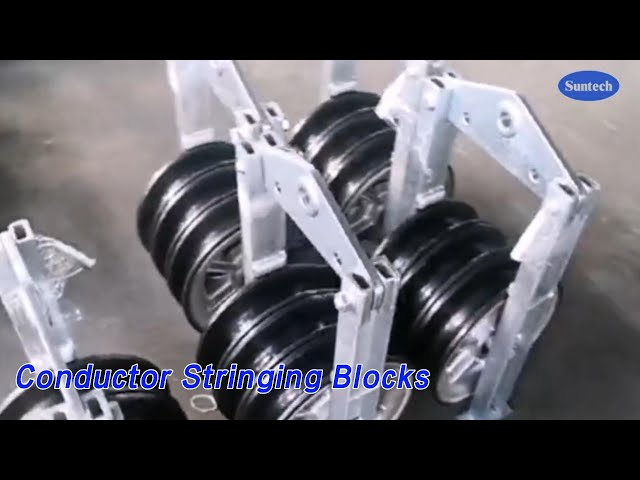 Nylon Wheels Conductor Stringing Blocks 750MM 150KN With Aluminum Rollers