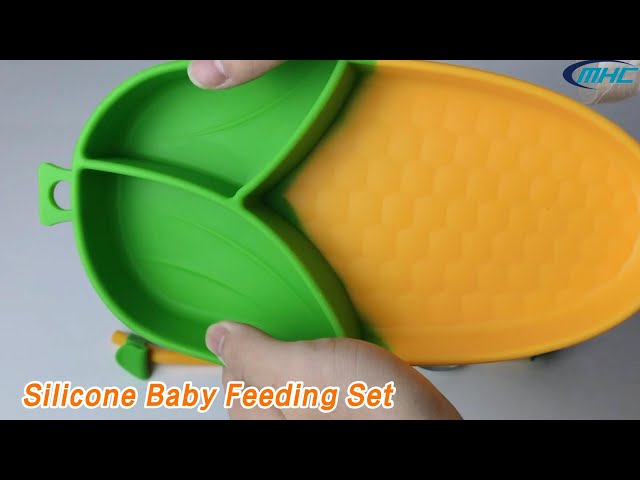 Corn Shape Silicone Baby Feeding Set Strong Suction Food Grade BPA Free 3pcs