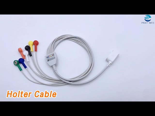 Snap Connector Holter Cable 1.1m 7 Lead TPU Jacket For Healthcare