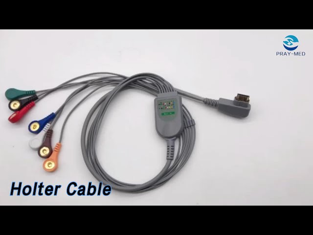 ECG Holter Cable 1.1m 7 Lead 19PIN HDMI TPU Jacket With Snap Connector