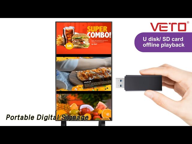 LCD Portable Digital Signage Panel 43 Inch Ultra Thin High Resolution