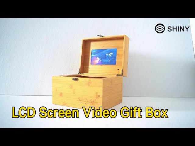 Wooden LCD Screen Video Gift Box 4.3 Inch 128MB Memory With Speakers
