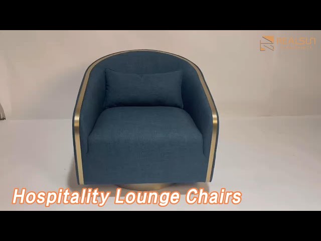 Single Hospitality Lounge Chairs Armchair Blue Fabric Modern Comfortable