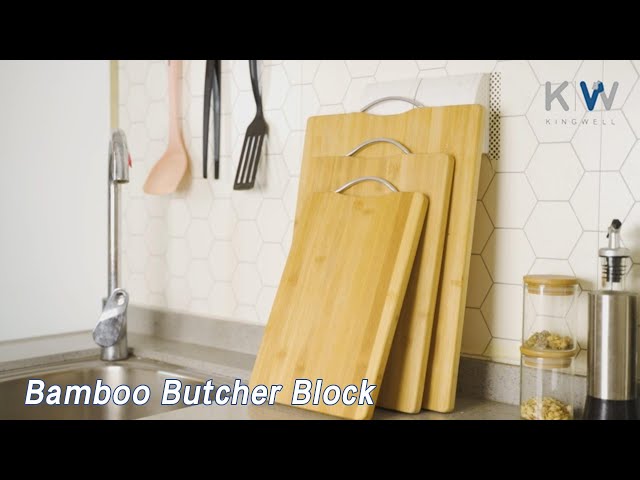 Cutting Bamboo Butcher Block Board Antibacterial Rectangle With Handle