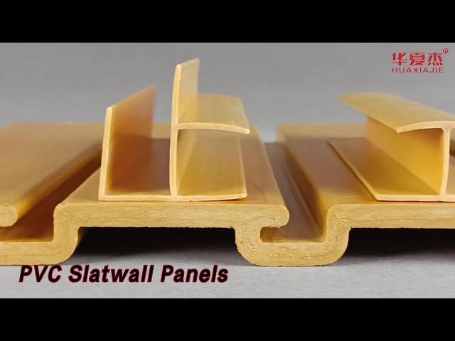 Yellow PVC Slatwall Panels Plastic Composite Smooth Surface For Display Wall