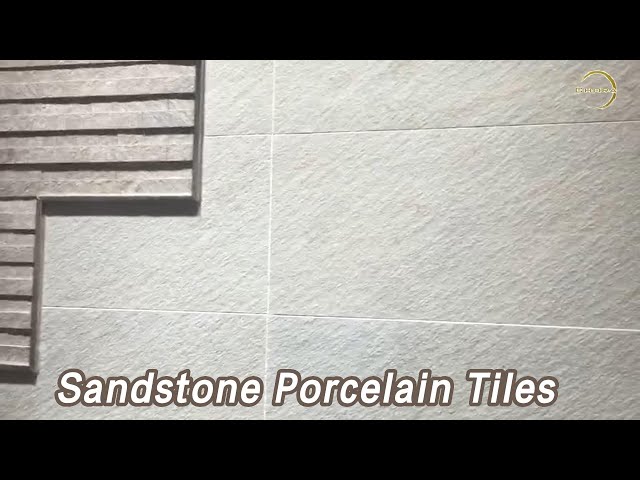 Ceramics Sandstone Porcelain Tiles Rough Convex Pattern Beige Color For Floor