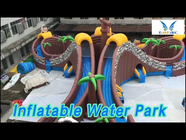 Mobile Inflatable Water Park 0.9mm PVC Fire Resistant With Pool Slide