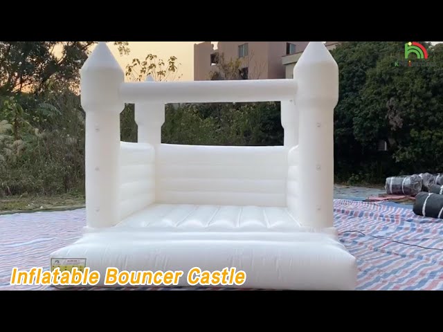 Wedding Inflatable Bouncer Castle PVC Tarpaulin White Anti Ruptured