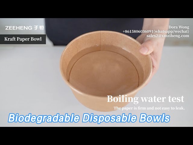 Soup Biodegradable Disposable Bowls Kraft Paper Takeaway No Leakage