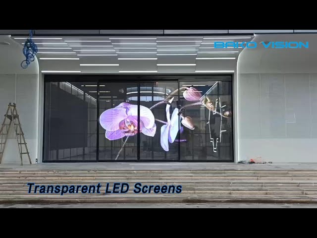 Curtain Glass Transparent LED Screens Ultra Thin IP30 For Indoor