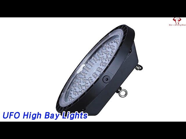 Industrial UFO High Bay Lights SMD3030 Black Coated For Ceiling Wall