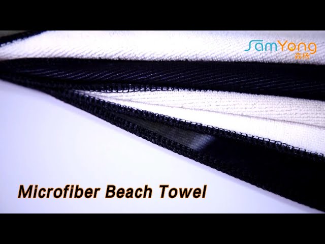 Sewed Border Microfiber Beach Towel Soft No Fading Custom Printing