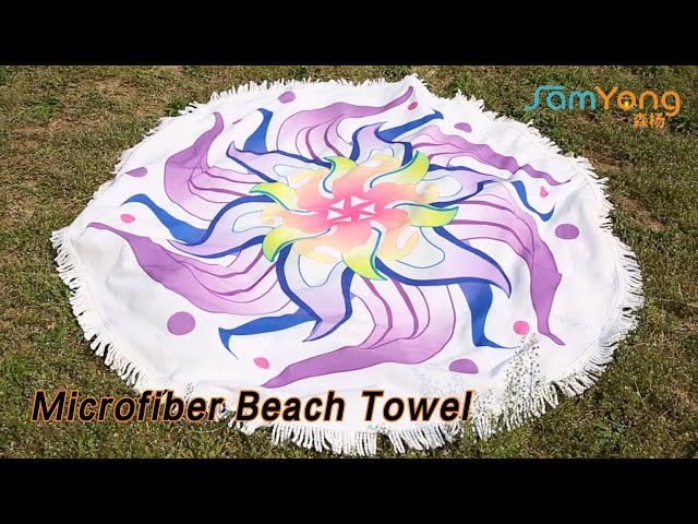 Large Microfibre Beach Towel Polyester Quick Dry Round For Outdoor