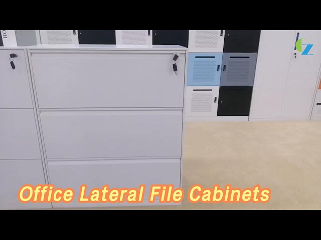 Steel Office Lateral File Cabinets 3 Drawer 12mm Edge Modern Style