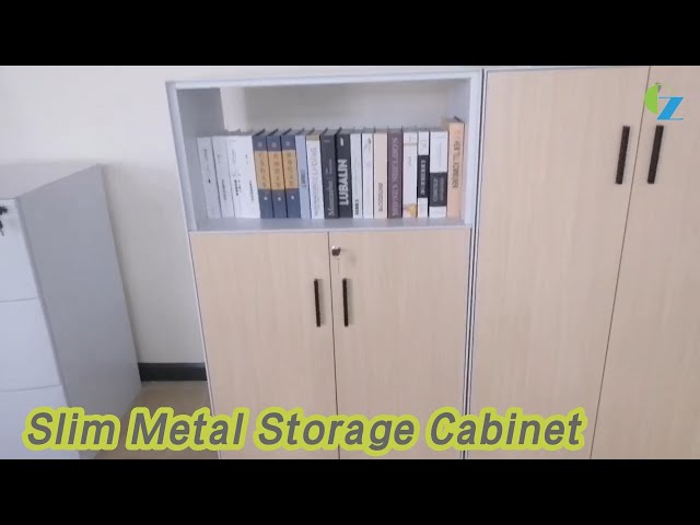 Modular Slim Metal Storage Cabinet Swing Door With Open Shelf