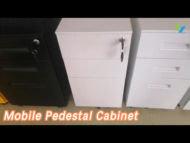 Slim Side Mobile Pedestal Cabinet 3 Drawer Steel Anti Tilt For Office