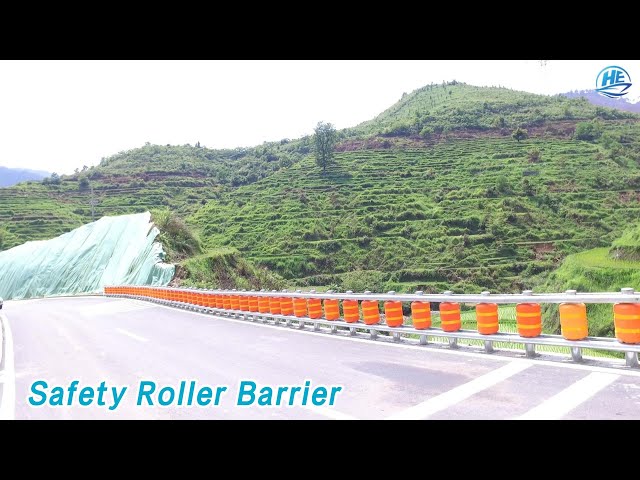 Highway Safety Roller Barrier Crash Polyurethane Impact Resistant Yellow