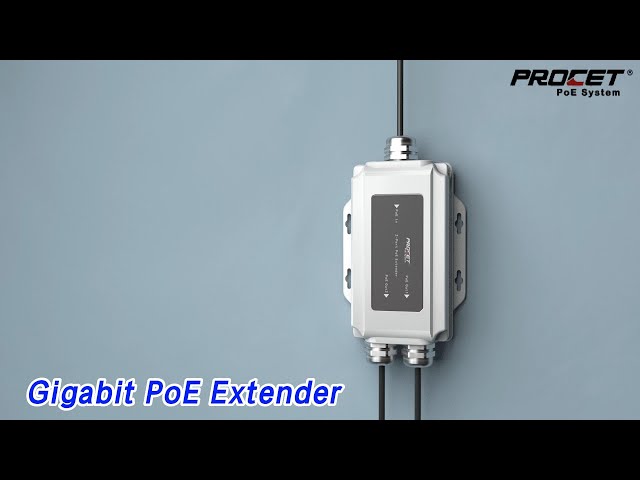 Outdoor Gigabit PoE Extender Dual Port Waterproof Surge / Lightning Protection