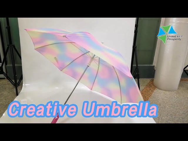 LED Light Creative Umbrella Straight 19 Inch Colorful Easy Open For Girls