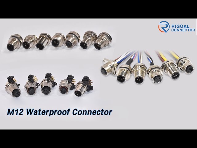 Copper M12 Waterproof Connector Male / Female IP67 PA66 Rear Mount