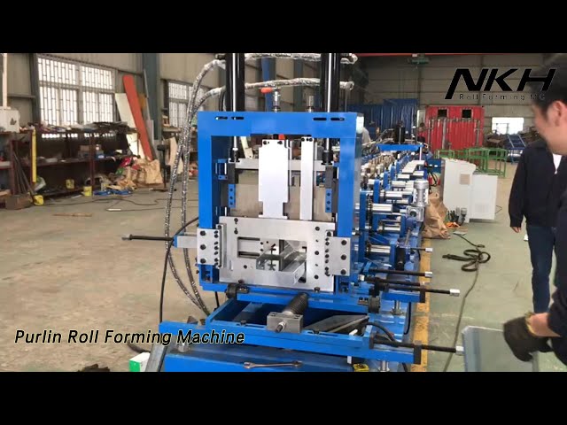 Steel Frame Purlin Roll Forming Machine 22KW 15m/min Hydraulic