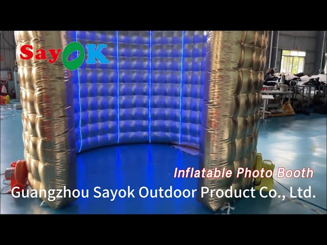 360 Inflatable Photo Booth Enclosure Backdrop Gold Customized Size