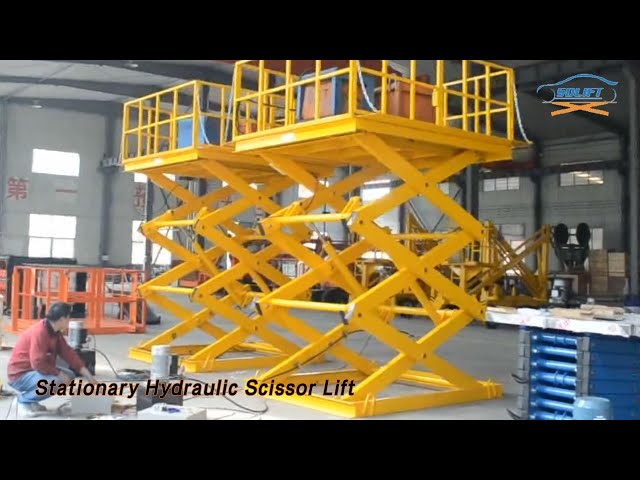 Warehouse Stationary Hydraulic Scissor Lift 6m Anti Skid High Precision