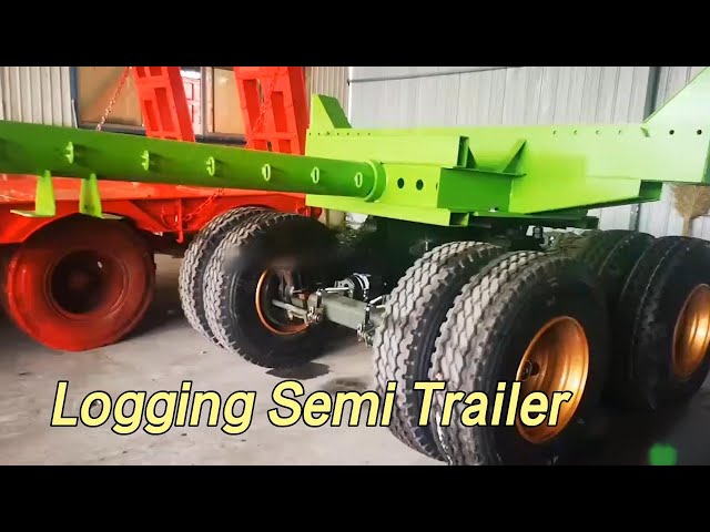 2 Axles Logging Semi Trailer Bogie Suspension 50T Load With Heavy Duty Spring