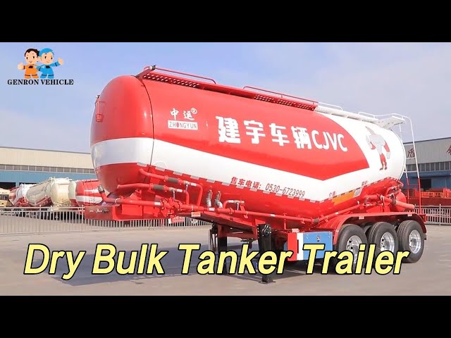 Semi Dry Bulk Tanker Trailer 40 / 45CBM 3 Alxe Safety For Cement Powder