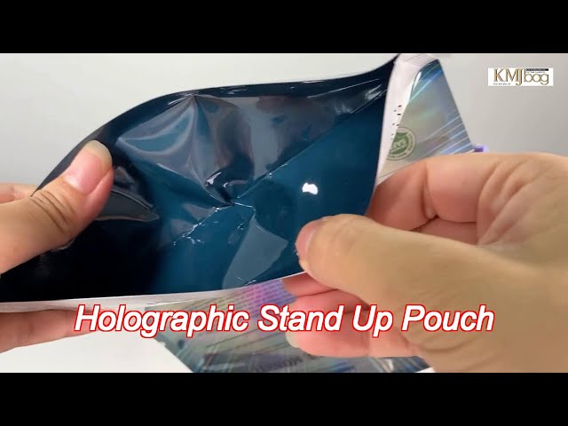 Custom Holographic Stand Up Pouch Laser Aluminium Zipper Pouch For Cookies