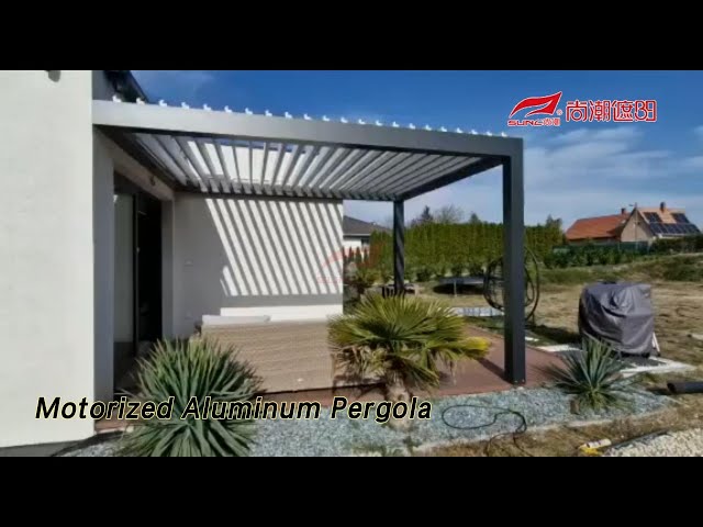 Windproof Motorized Aluminum Pergola Outdoor With Adjustable Roof