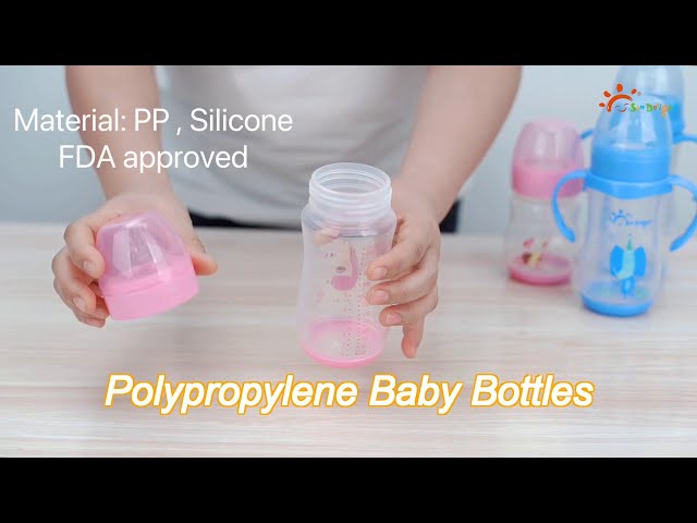 9Oz 260Ml Pp Wide Neck Arc Baby Feeding Bottle Pink Color