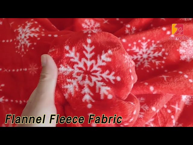 Printed Flannel Fleece Fabric 240GSM Polyester Super Soft For Christmas