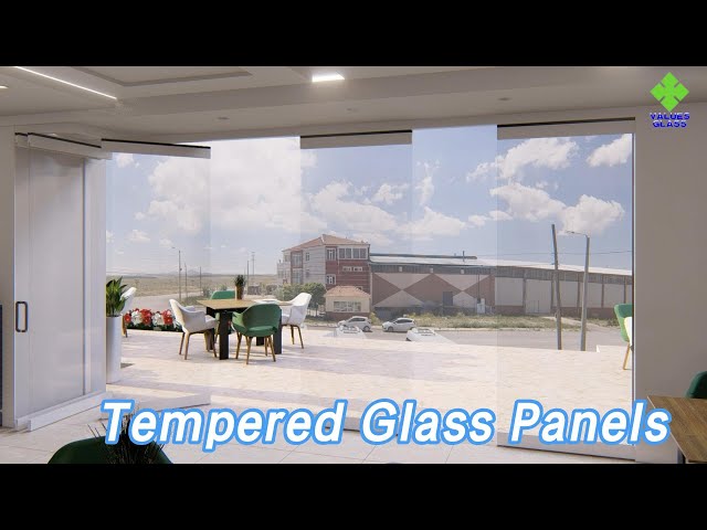 Frameless Tempered Glass Panels Sliding Partition Folding Door