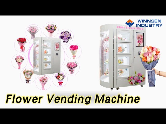 Fresh Flower Vending Machine Steel 24 Hours Outdoor High Capacity