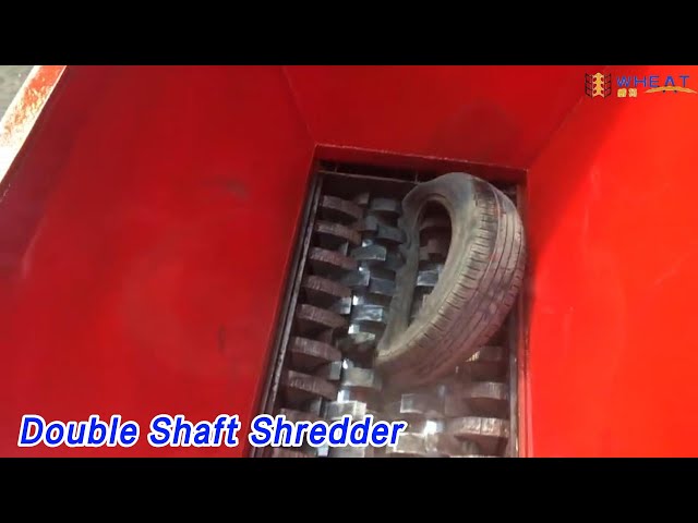 PLC Automatic Double Shaft Shredder 30kw High Efficiency For Tire / Metal