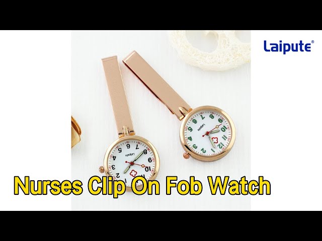 Round Nurses Clip On Fob Watch Quartz Movement Luminous Rose Gold / Silver