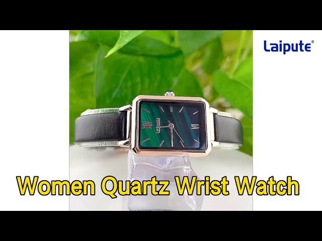 Rectangular Women Quartz Wrist Watch Malachite Green Vintage Elegant