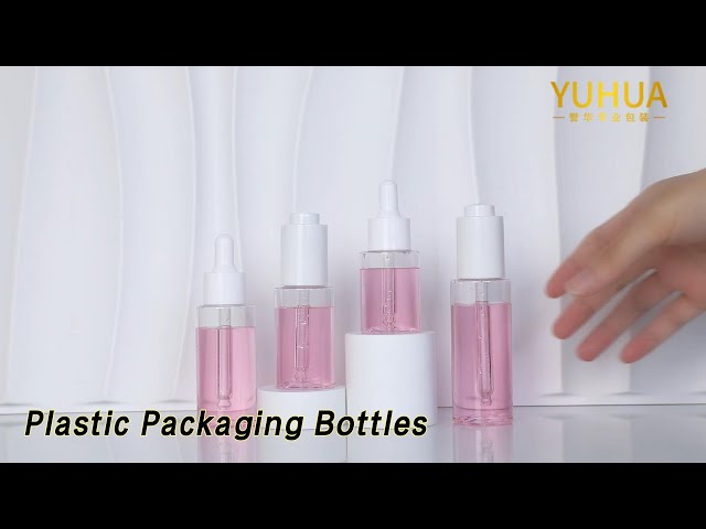 Clear Plastic Packaging Bottles Cylinder Skincare Lotion With Dropper Cap